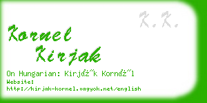 kornel kirjak business card